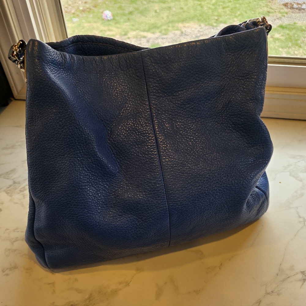 Coach Blue Pebbled Leather Hobo Bag